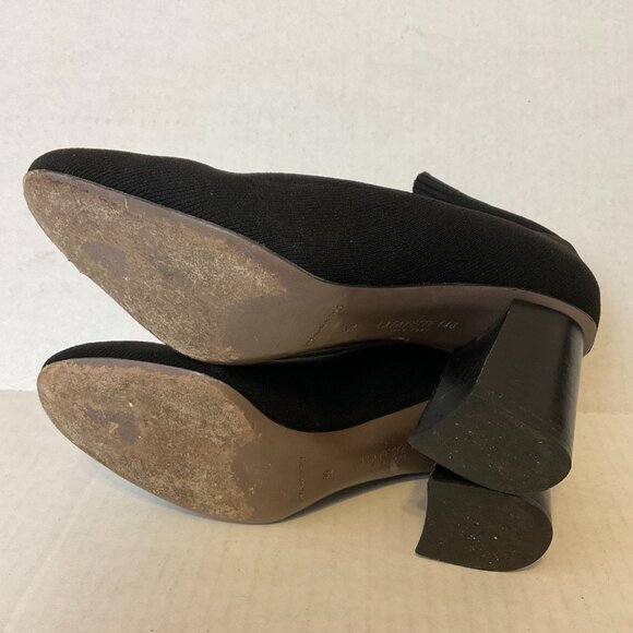 Lafayette 148 Booties 39 Black Knit Stretch Heels - Picture 9 of 10